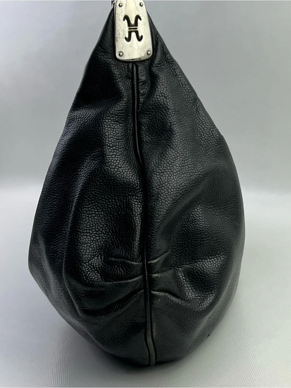 Cole Haan Collection F06 Pebbled Leather Hobo Bag Braid Handle Tassel